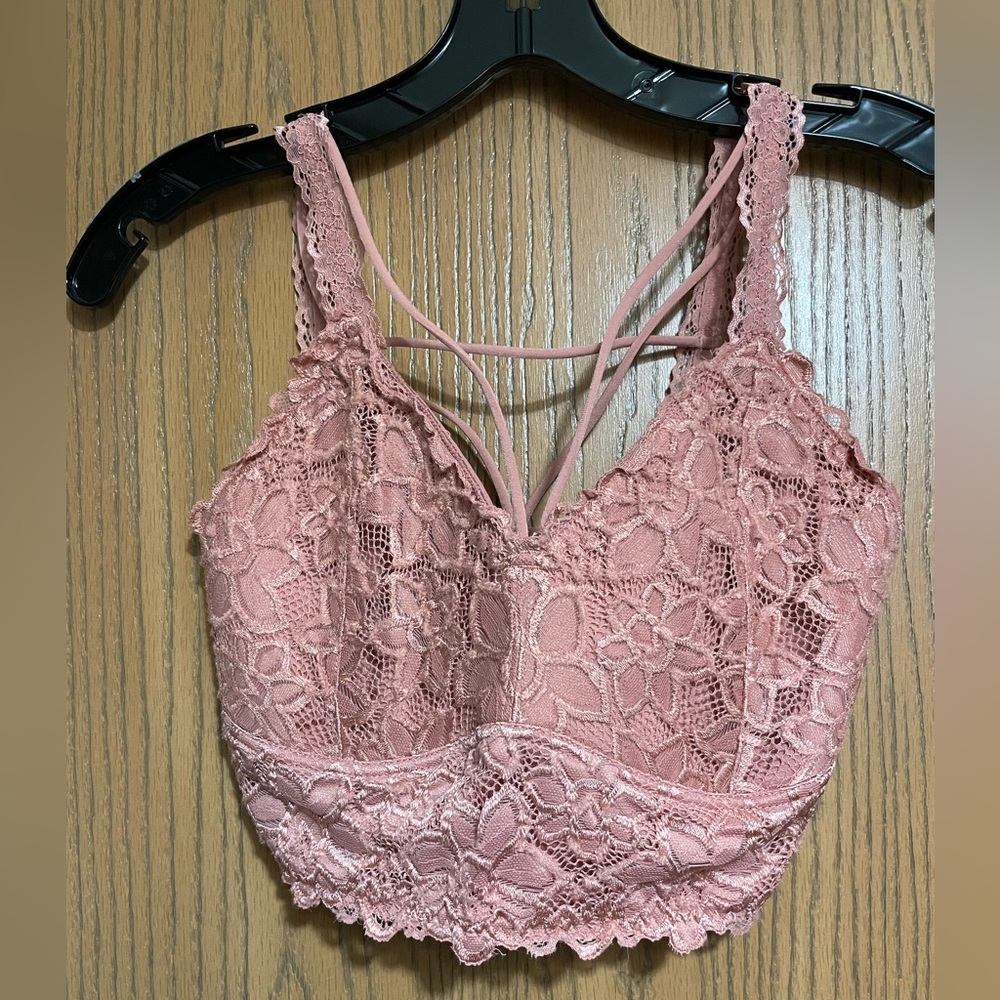 Floral Lace Bralette in Blush Pink